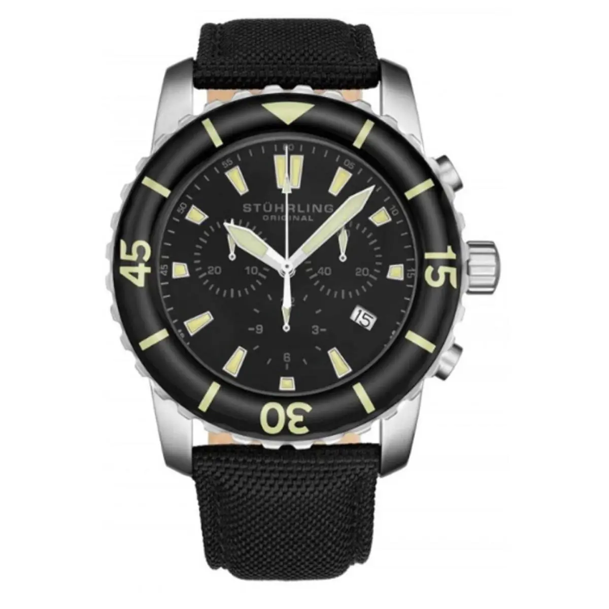 Stührling Original Men`s Black Dial Watch with Black Strap 2003.02