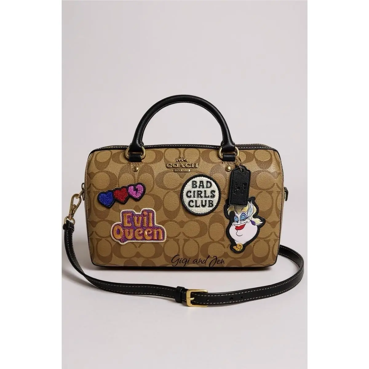 Coach Disney X Coach Rowan Satchel Bag In Signature Canvas with Patches-khak