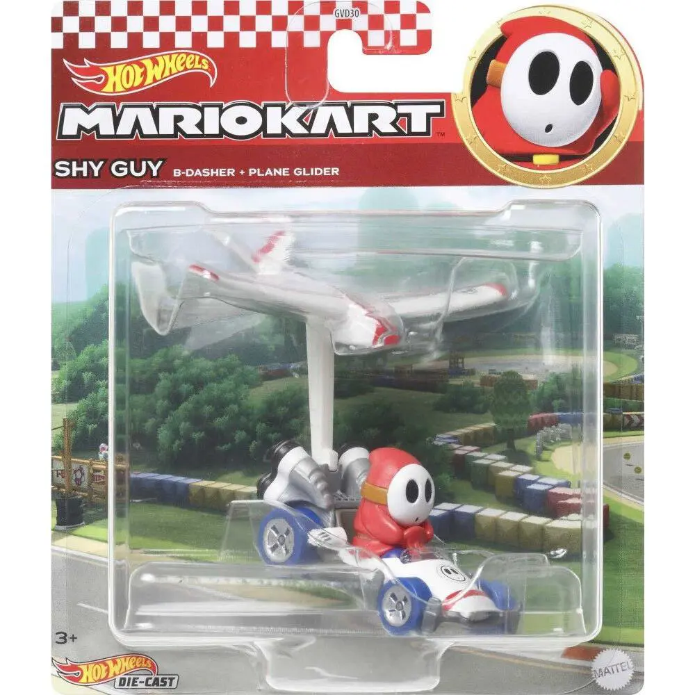 Hot Wheels Mario Kart Glider Shy Guy Diecast Car B-dasher + Plane Glider