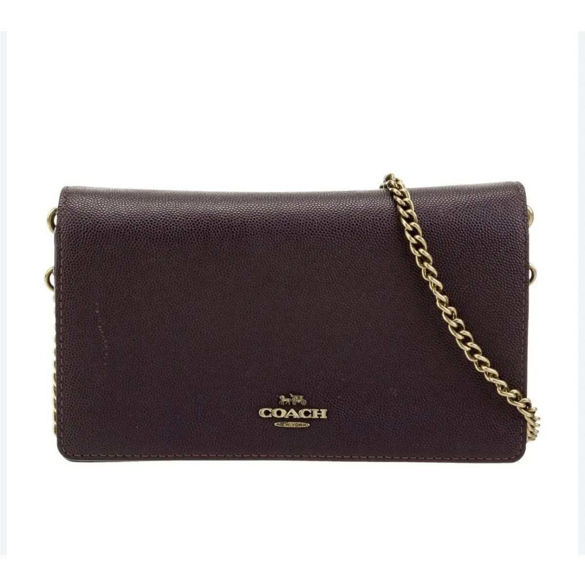 Coach 31863 Callie Foldover Chain Clutch In B4/Oxblood Gold Hardware
