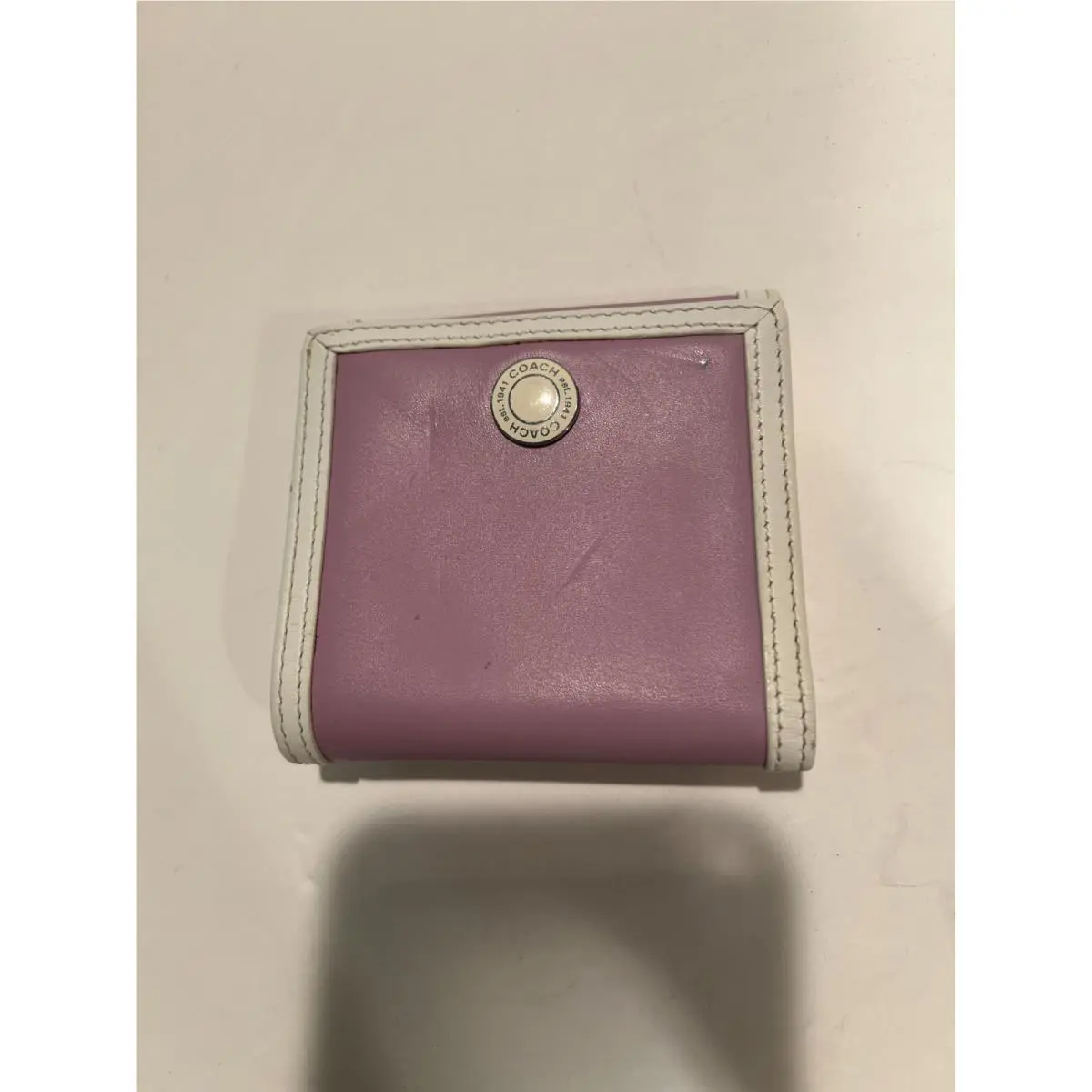 Coach Lavender/white Leather Billfold