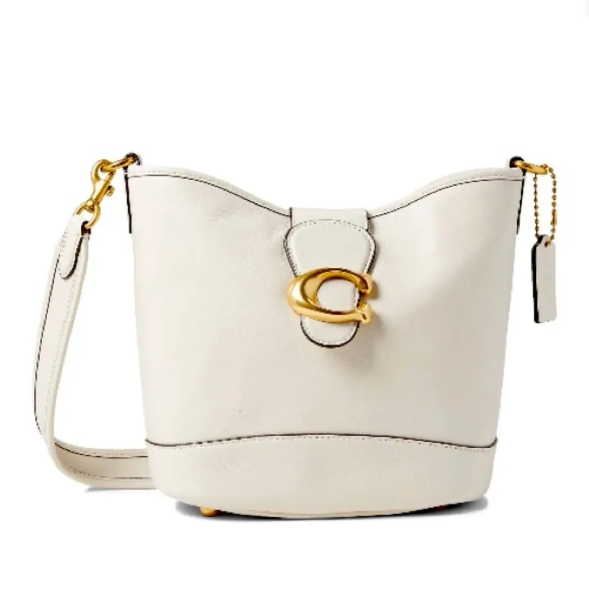 Coach Soft Calf Leather Tali Zip Top Chalk Bucket Crossbody Shoulder Bag