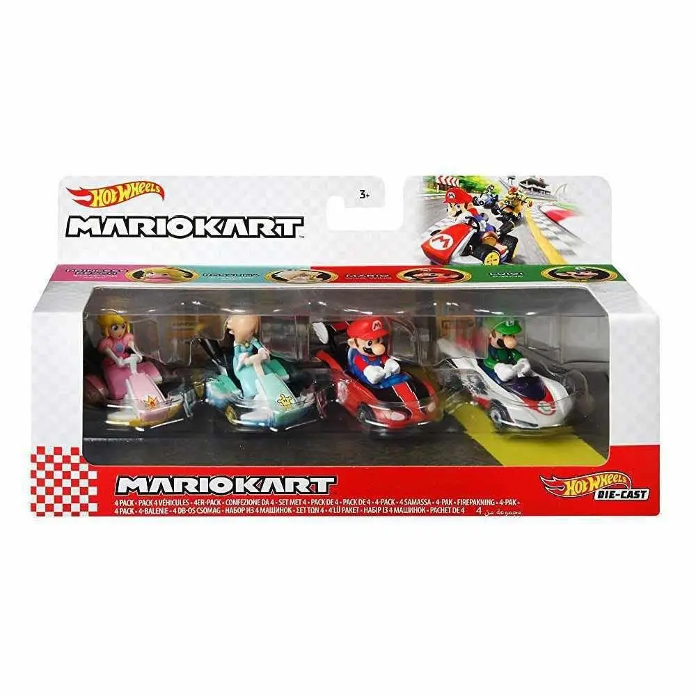 Hot Wheels GXX97 Mario Kart Vehicle 4-Pack Fan-favorite Characters Includes 1 E