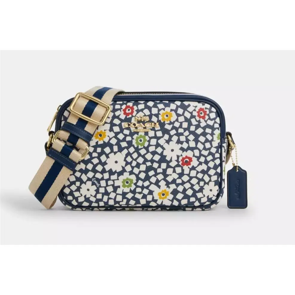 Coach Deep Blue Multi Jamie Signature Coated Canvas Leather Camera Bag CBM22