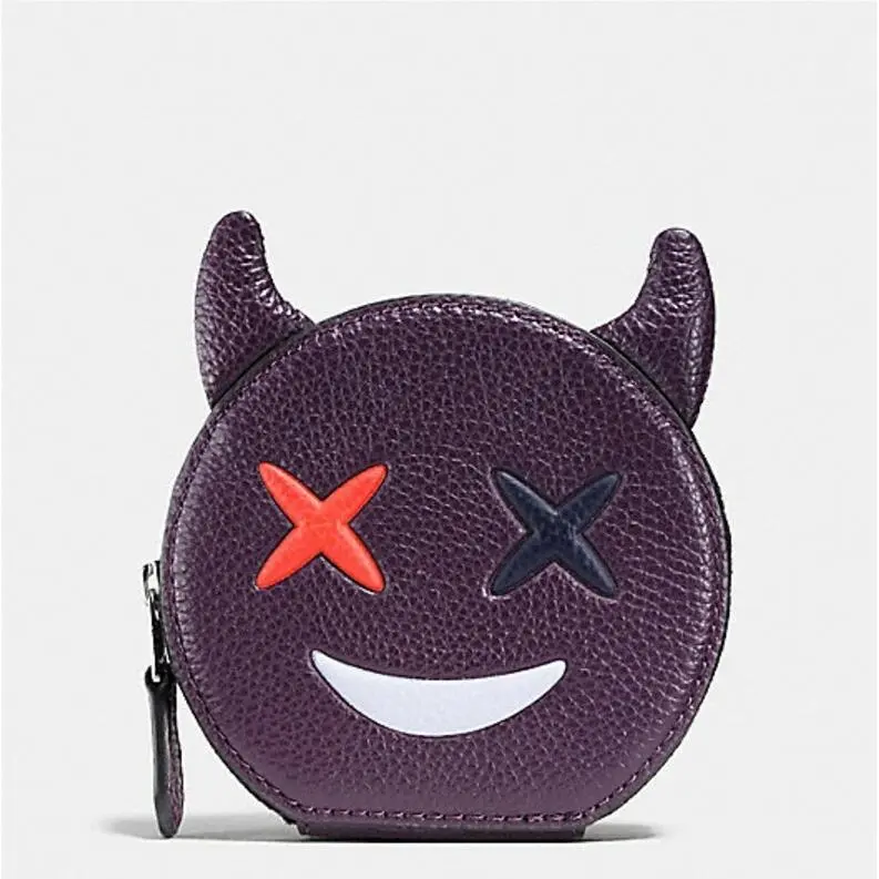 Nwt- Coach F21829 Cheeky Round Coin Case in Polished Pebble Leather
