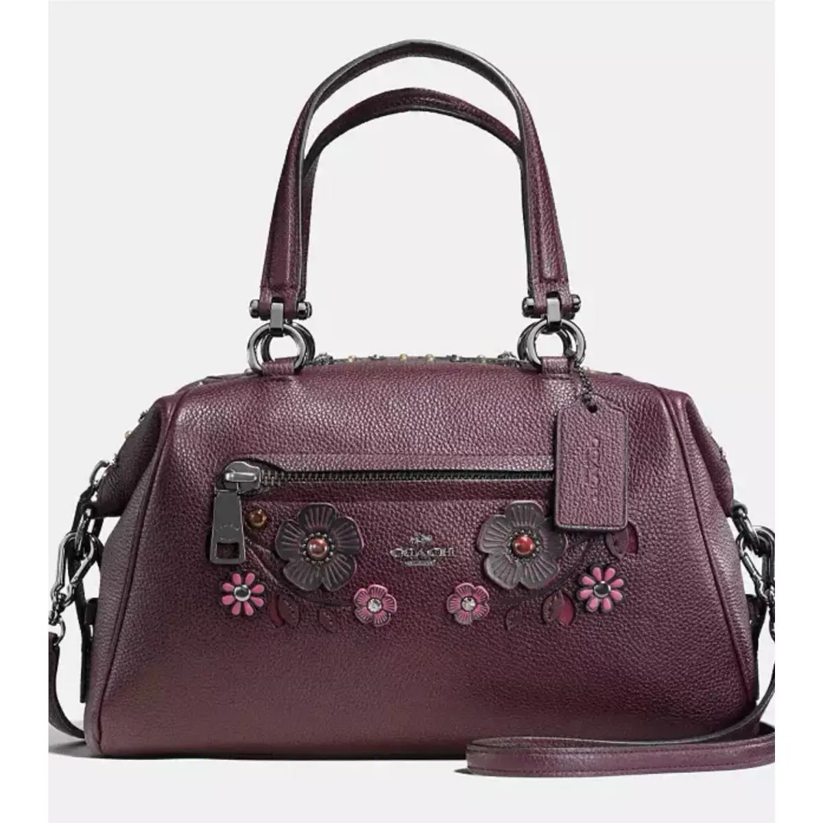 Coach 55518 Willow Floral Detail Primrose Satchel Dk/oxblood Multi Color Flower