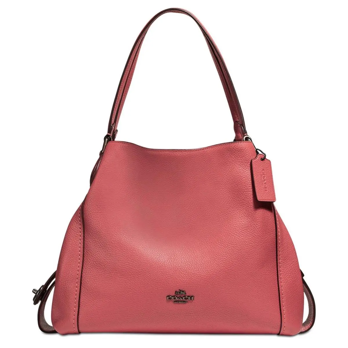 Coach 57125 Edie Shoulder Bag 31in Polished Pebble Leather Dk/ Washed Red