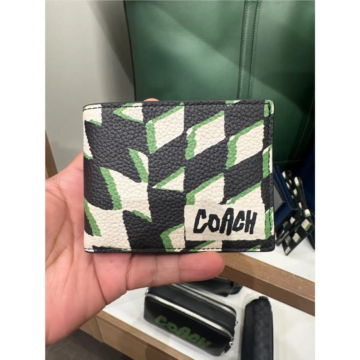 BN Coach Slim Wallet with Geo Check Print