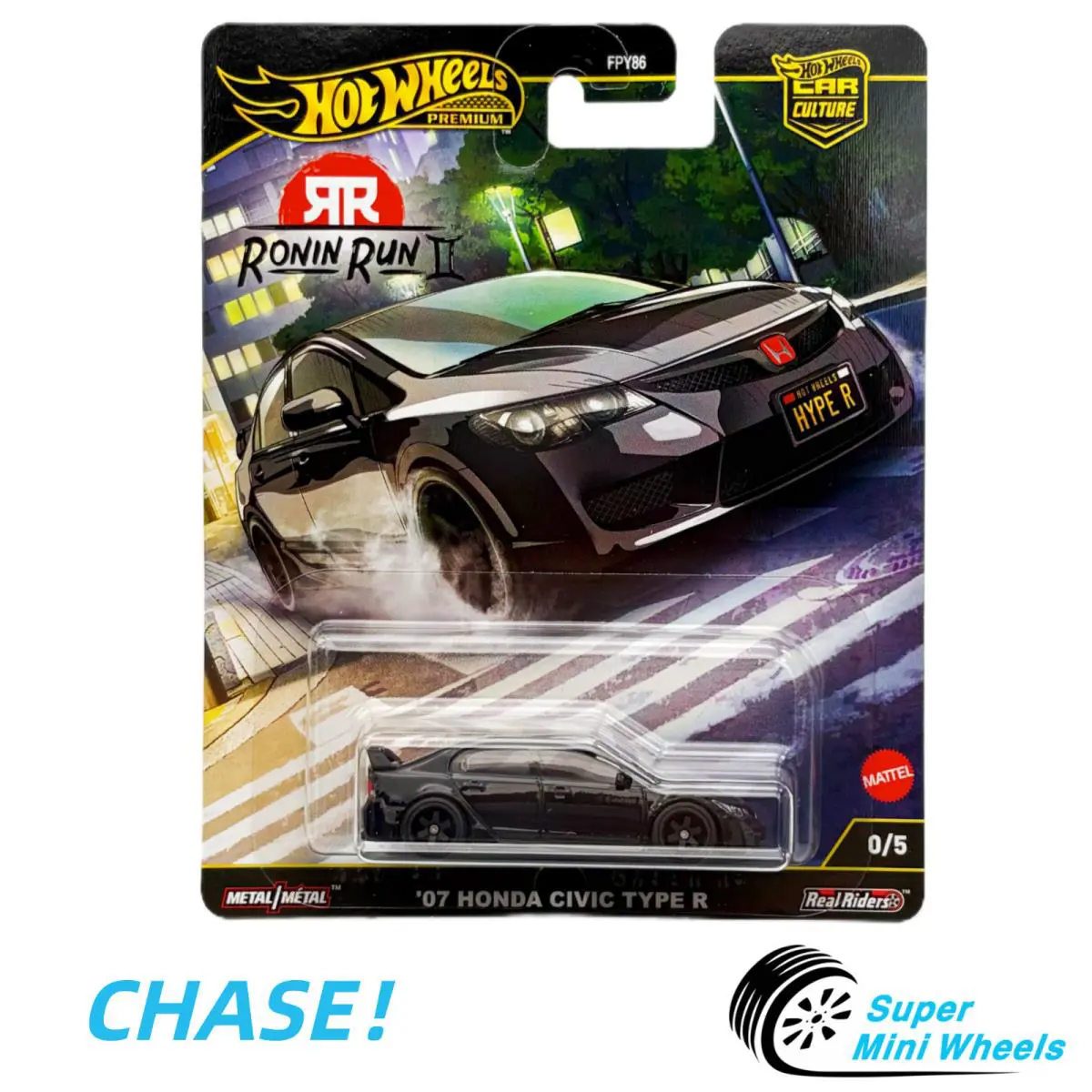 Chase Hot Wheels 07 Honda Civic Type Car Culture Ronin Run II W/protector - Blue
