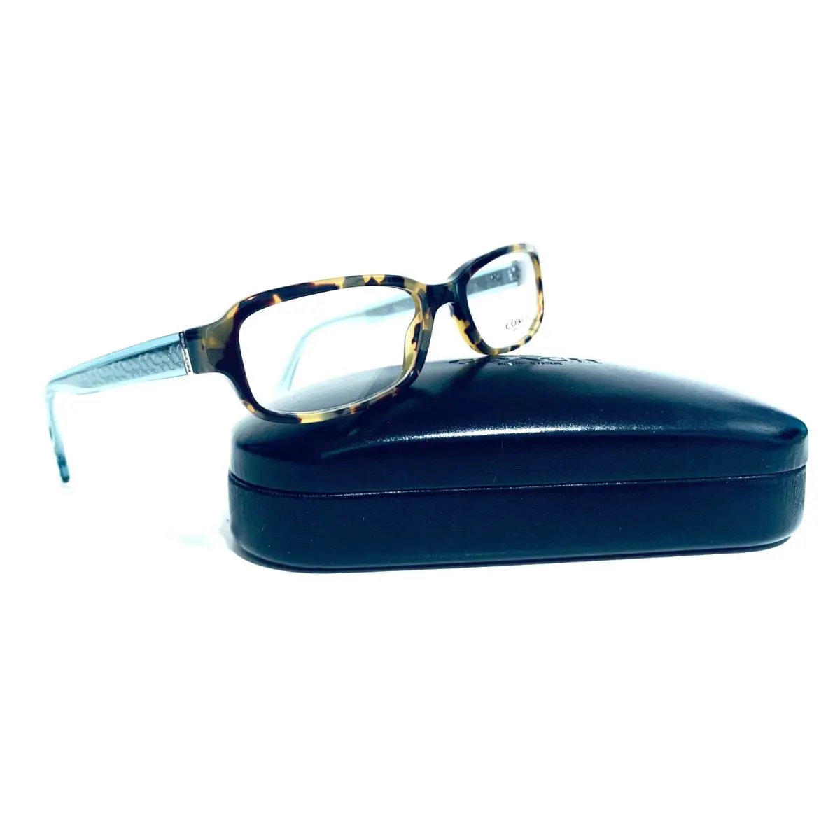 Coach HC 6083T 5357 Dark Vintage Tortoise Teal Eyeglasses 52-17-135 MM W/case