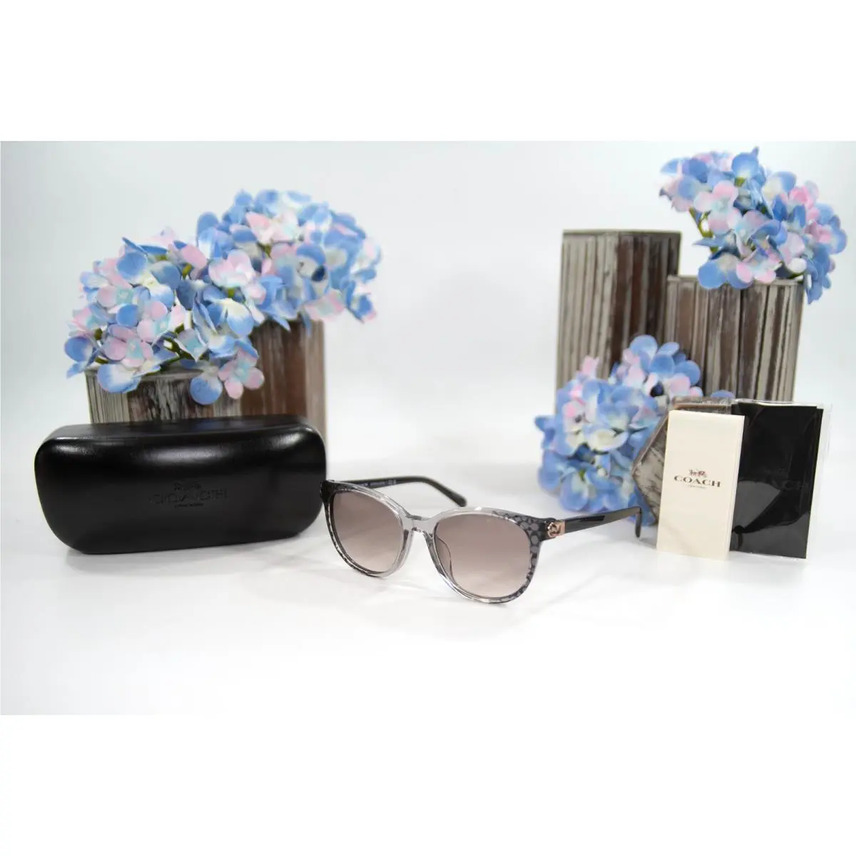 OHC8350 Grey Logo Signature Acrylic Metal Sunglasses Case by Coach