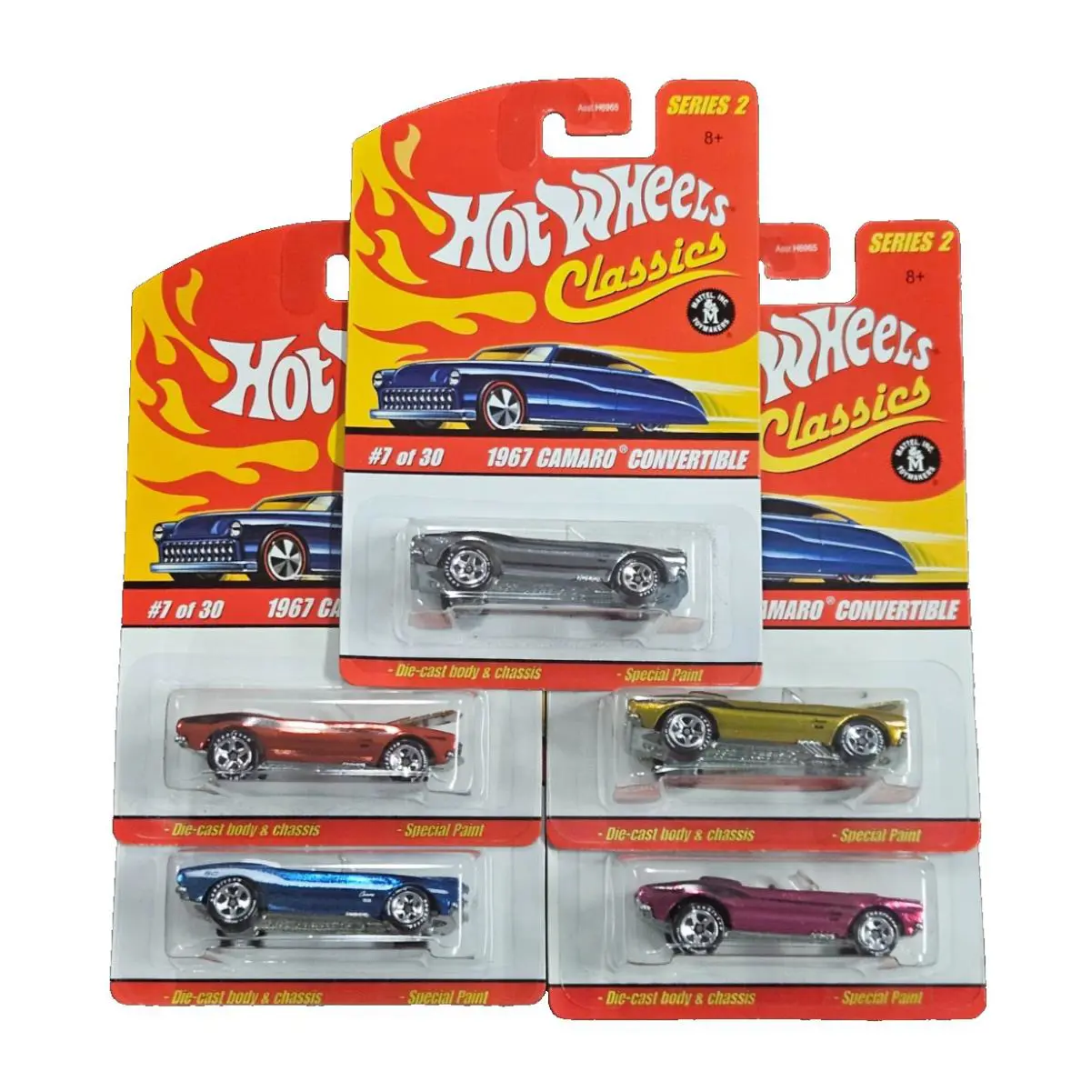 5 Hot Wheels Classics Series 2 67 Camaro Convertible 7/30 Different Colors
