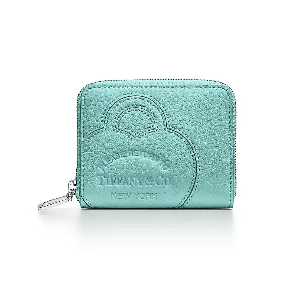 Tiffany Co. Return To Tiffanys Tiffany Blue Leather Small Zip Wallet