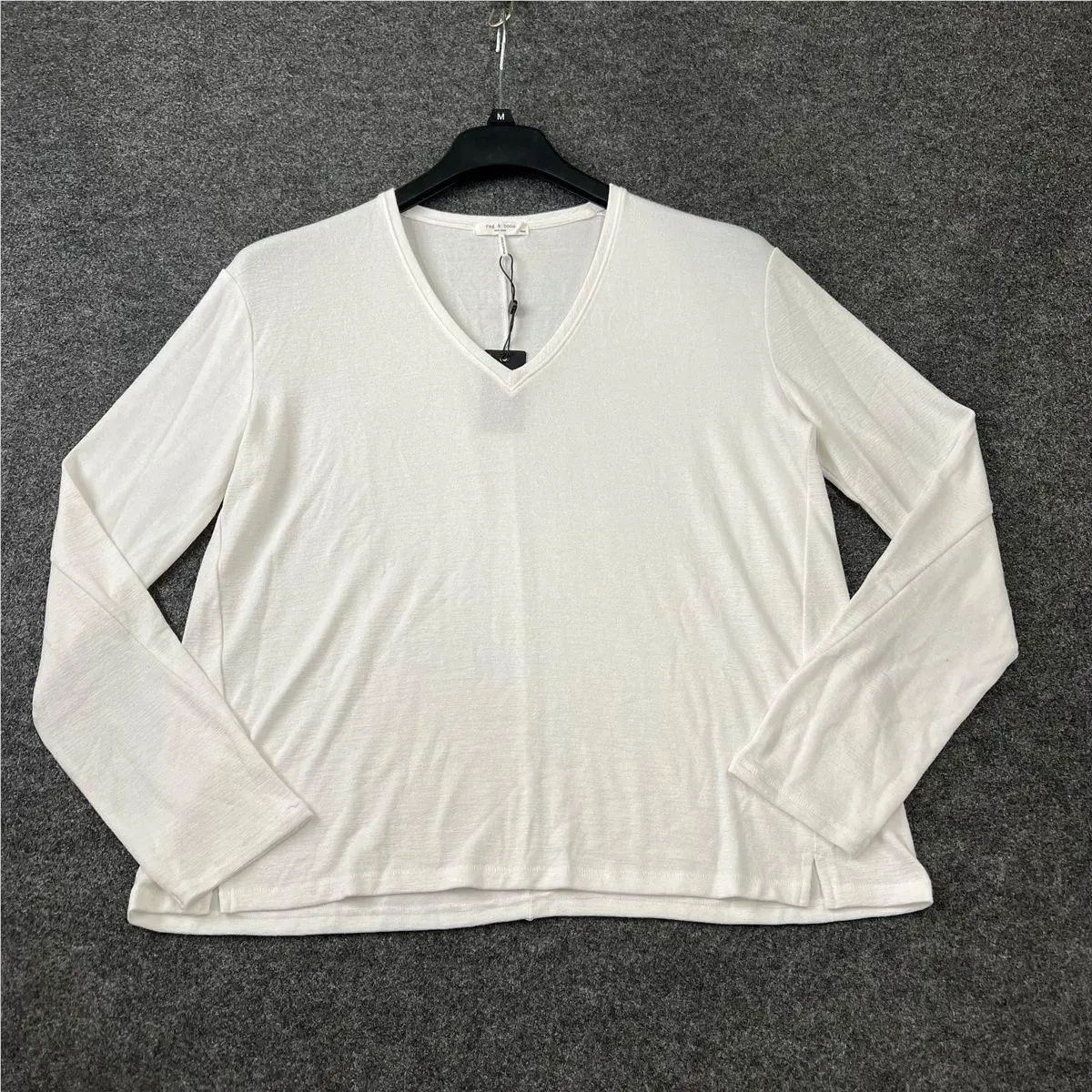 Rag Bone The Knit Vee Long Sleeve Top Women`s Size M White