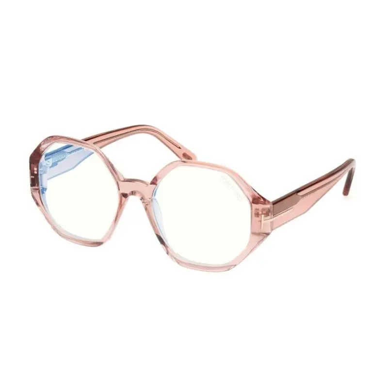 Tom Ford FT5967-B 072 Shiny Pink/clear Blue Light Block 53mm Eyeglasses