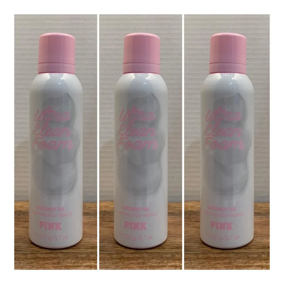3 Victoria`s Secret Pink Ultra Clean Foam Coconut Oil Cleansing Body Mousse