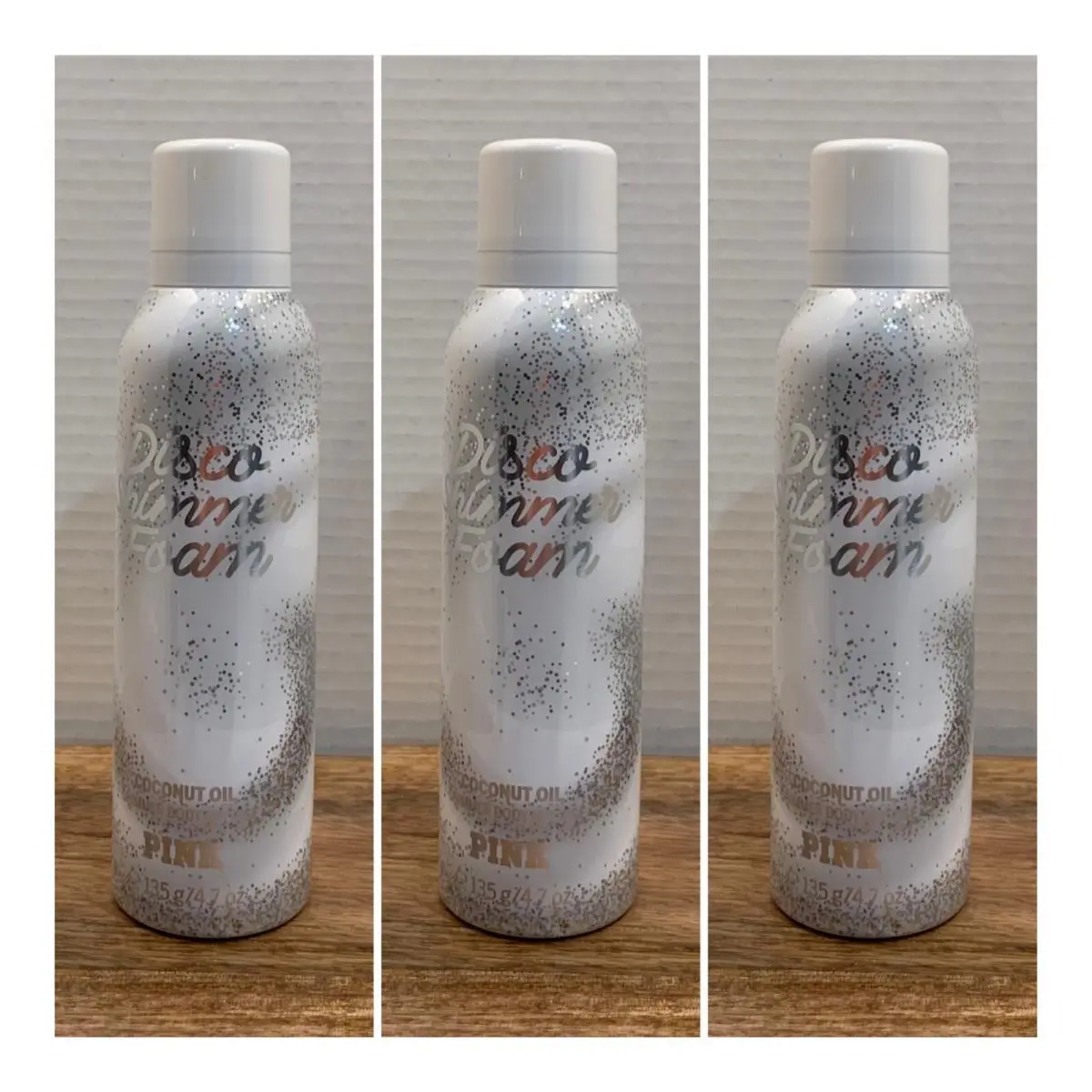 3 Victoria`s Secret Pink Disco Coconut Oil Shimmer Body Mousse 4.7 Fl.oz