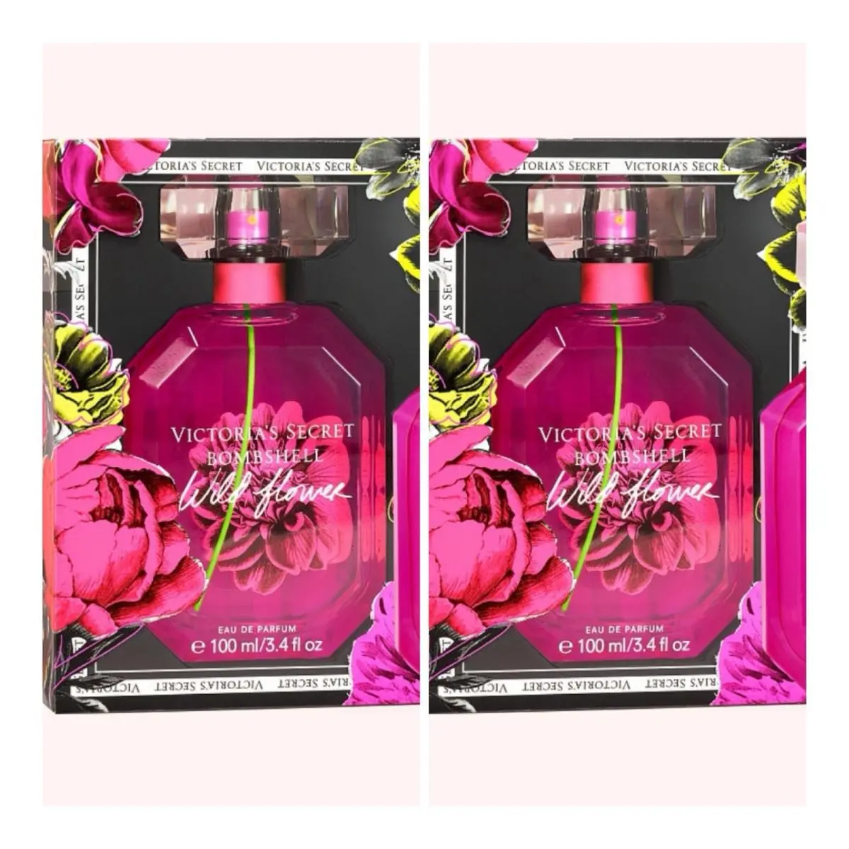 Victoria`s Secret Bombshell Wildflower Eau de Parfum 3.4 Fl.oz. Lot of 2
