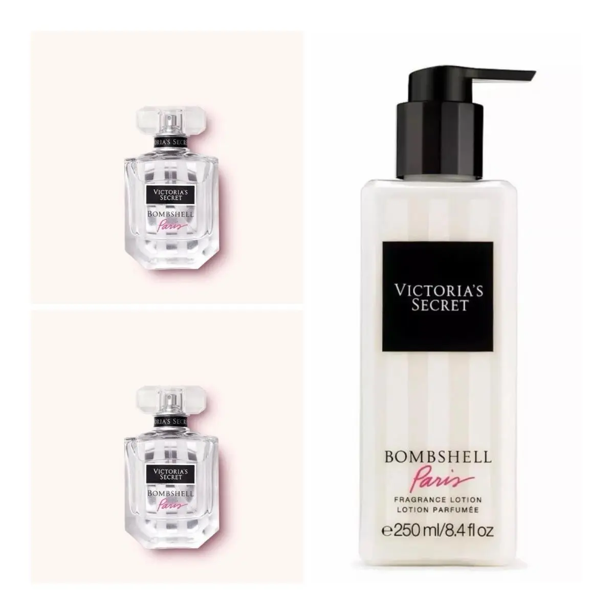 Victoria`s Secret Bombshell Paris Eau de Parfum 1.7 Oz. 2 Fragrance Lotion