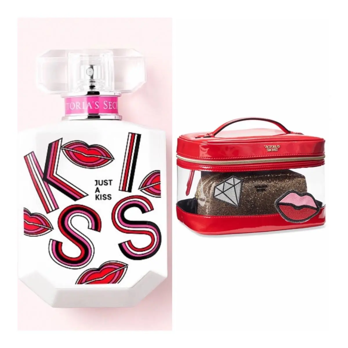 Victoria’s Secret Just A Kiss Eau de Parfum 1.7 Fl.oz. and VS Train Case