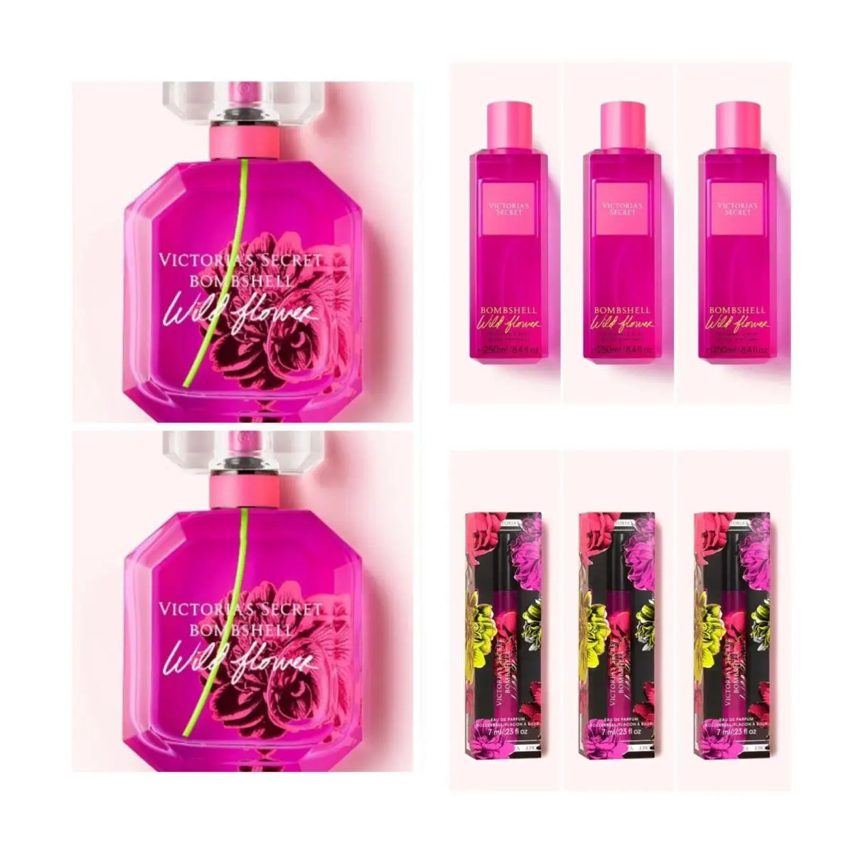 Victoria`s Secret Bombshell Wildflower Edp 3.4 Oz. 2 /rollerball 3 /mist 3