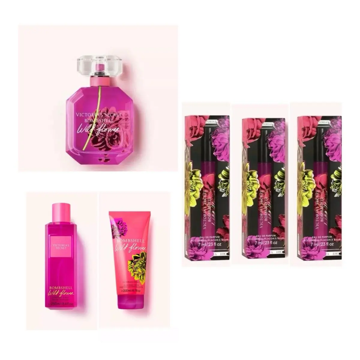 Victoria`s Secret Bombshell Wildflower Edp 1.7 oz /rollerball 3 /mist /cream