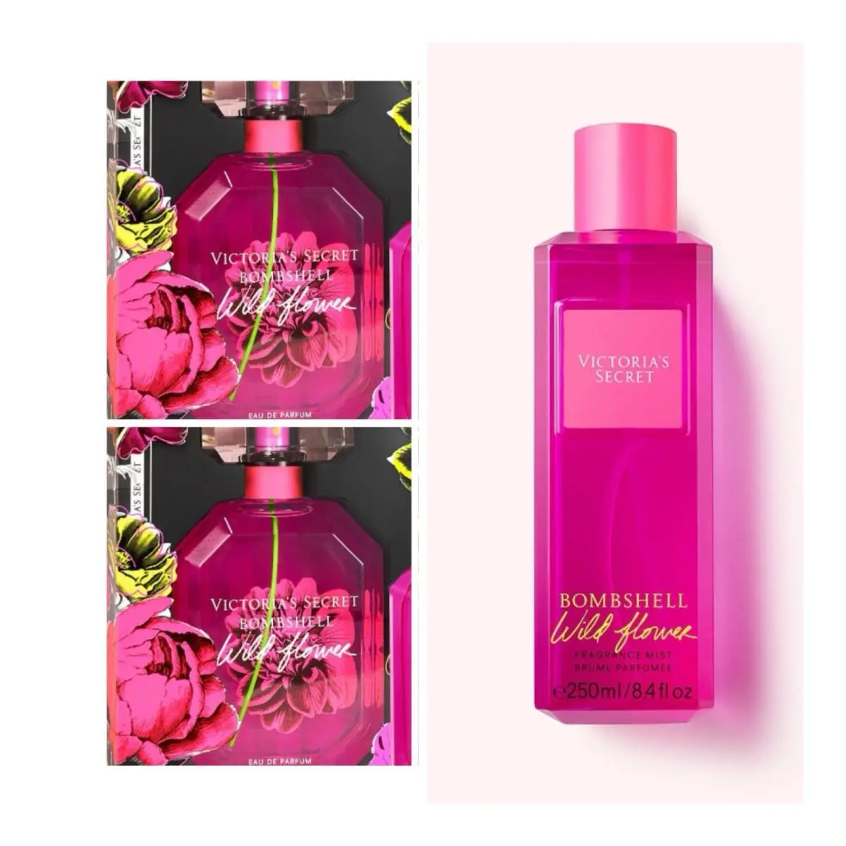 Victoria`s Secret Bombshell Wildflower Eau de Parfum 3.4 oz 2 Fragrance Mist