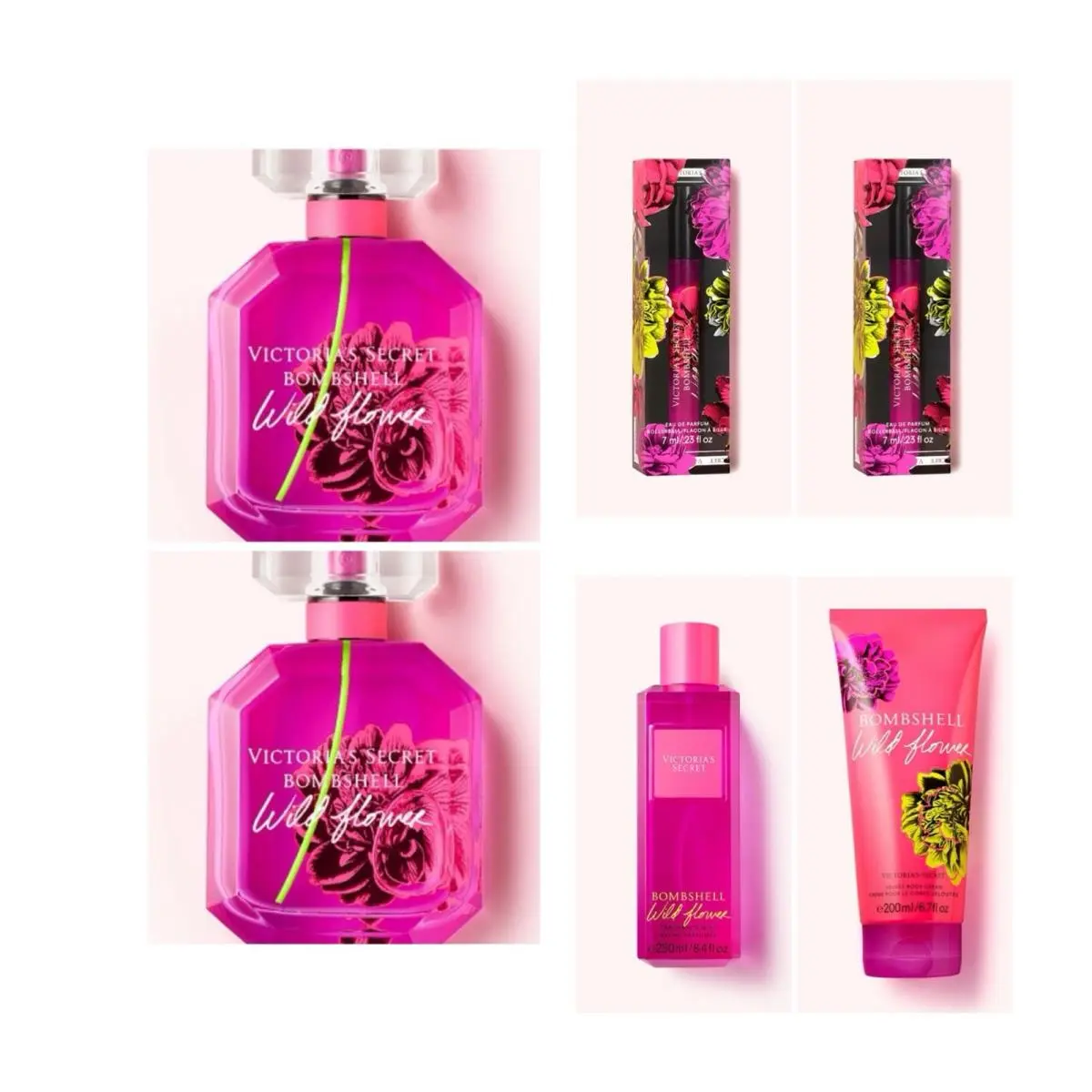Victoria`s Secret Bombshell Wildflower Edp 3.4 oz 2 /rollerball 2 /mist/cream
