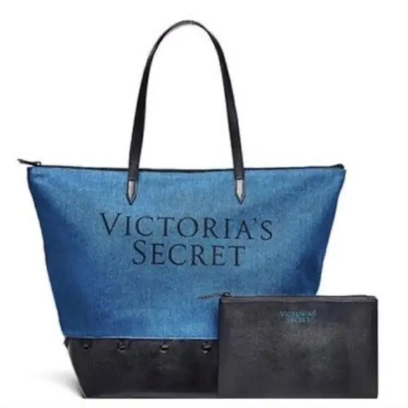 Victoria`s Secret Denim Tote Bag w/ Pouch