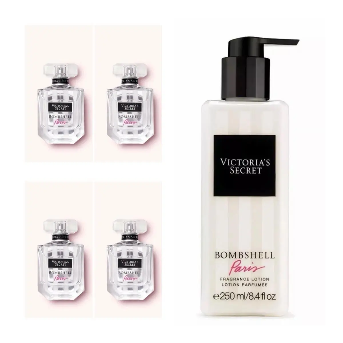 Victoria`s Secret Bombshell Paris Eau de Parfum 1.7 Oz. 4 Fragrance Lotion