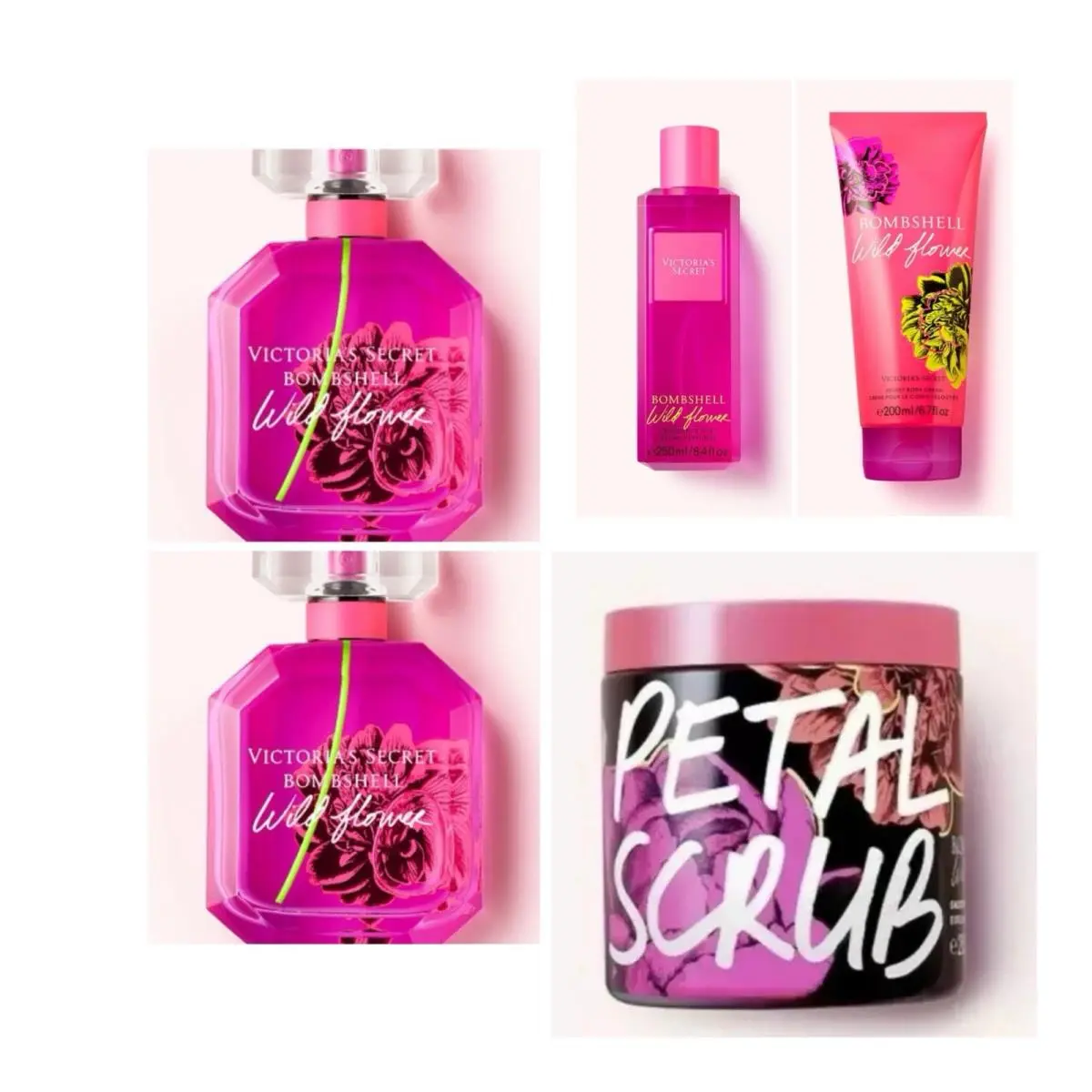 Victoria`s Secret Bombshell Wildflower Edp 3.4 oz 2 /mist /cream /petal Scrub
