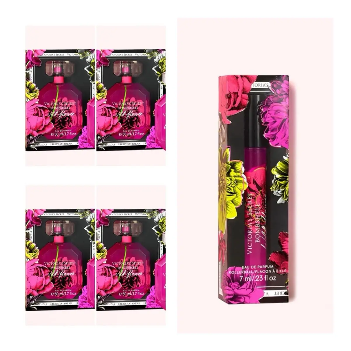 Victoria`s Secret Bombshell Wildflower Eau de Parfum 1.7 Fl.oz. 4 Rollerball