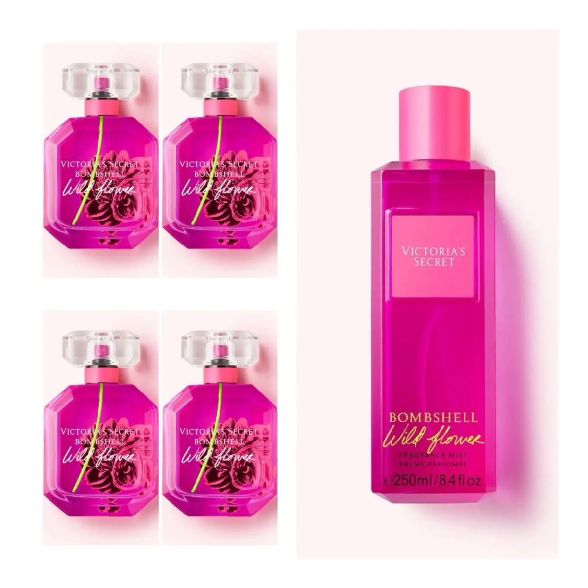 Victoria`s Secret Bombshell Wildflower Eau de Parfum 3.4 oz 4 Fragrance Mist