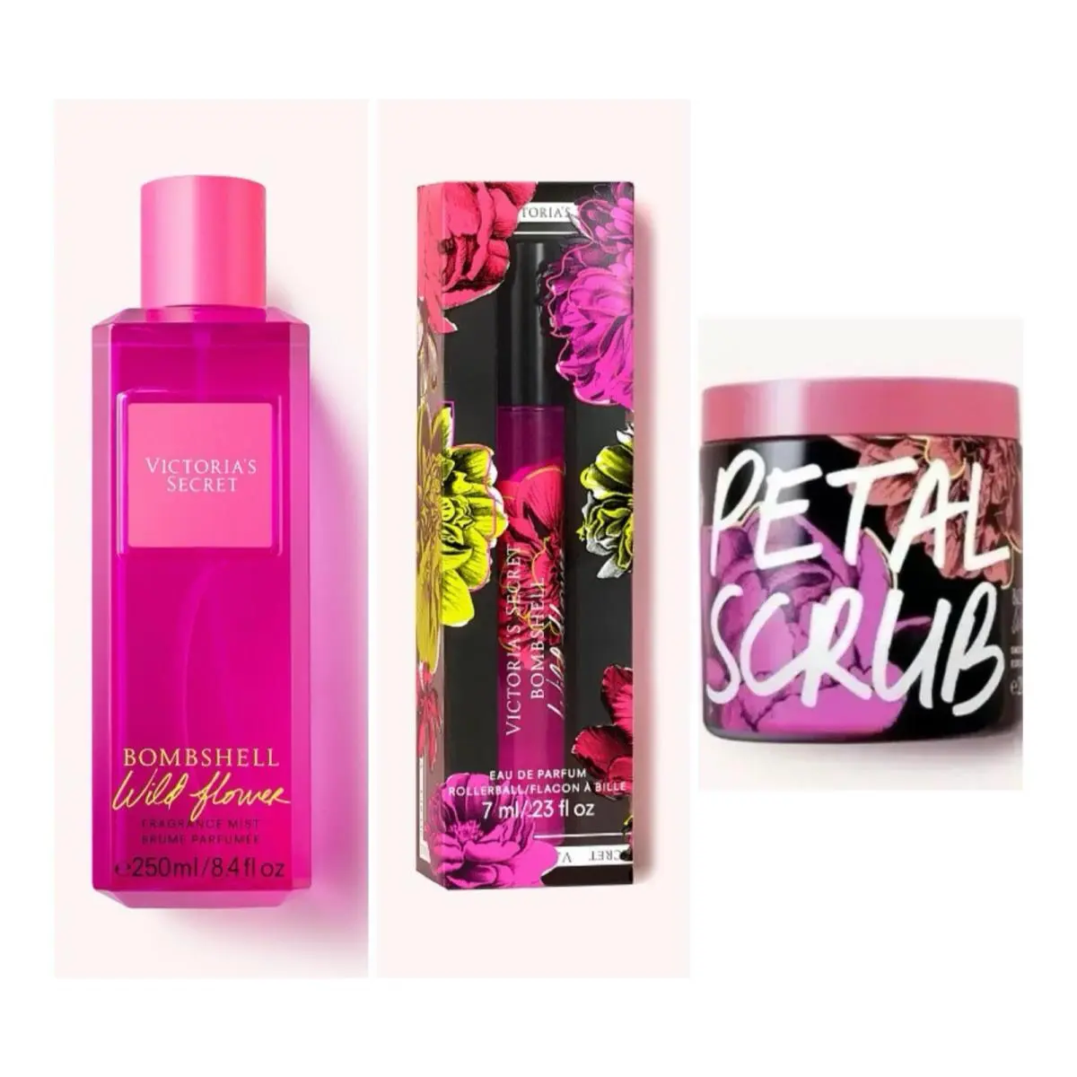 Victoria`s Secret Bombshell Wildflower Edp Rollerball / Mist / Petal Scrub