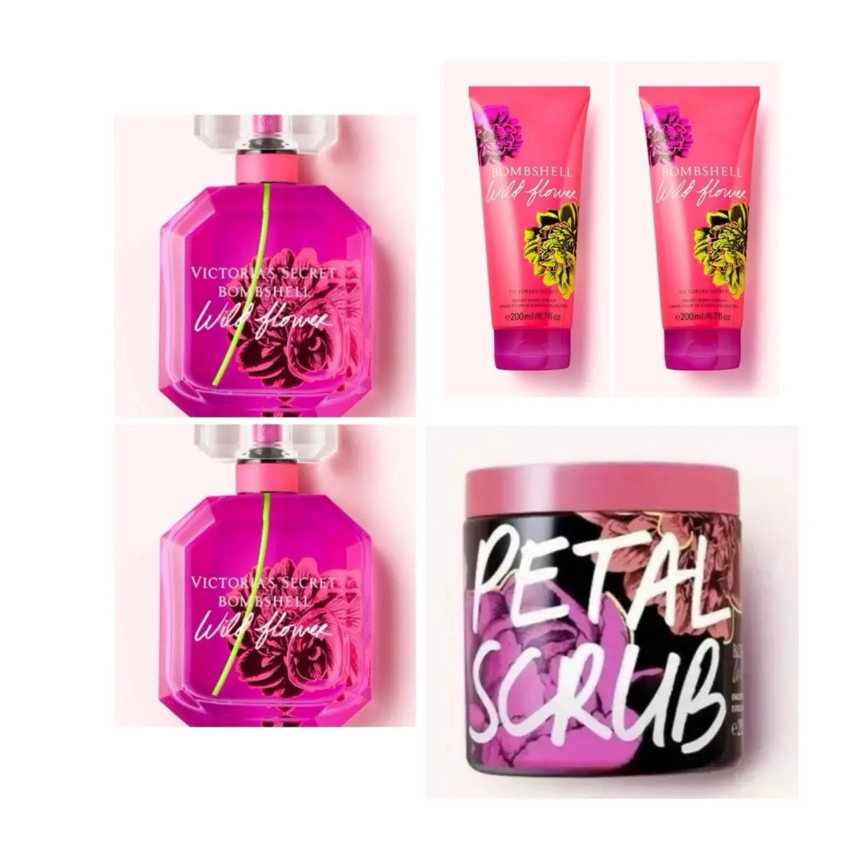 Victoria`s Secret Bombshell Wildflower Edp 1.7 Oz. 2 /cream 2 /petal Scrub