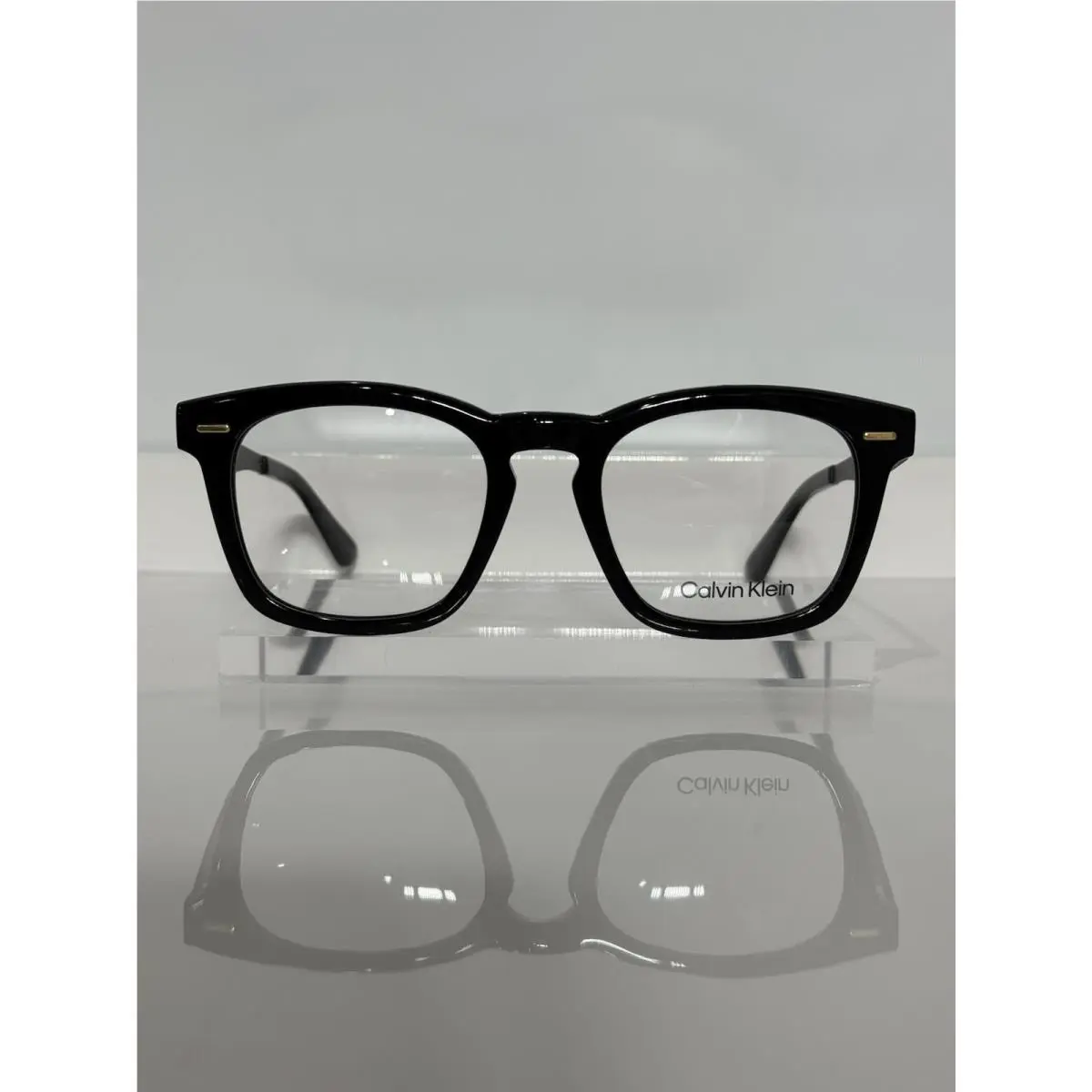 Calvin Klein CK21517 001 Black Pin Stripe Metal Temples Eyeglasses 51mm