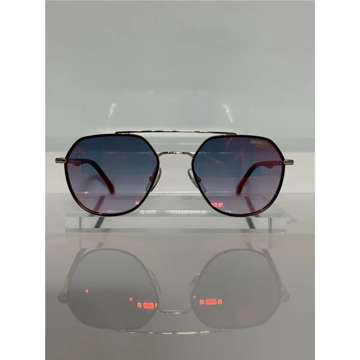 Carrera 303S 2 M2YB Black Gold Metal Red Flash Mirror Sunglasses