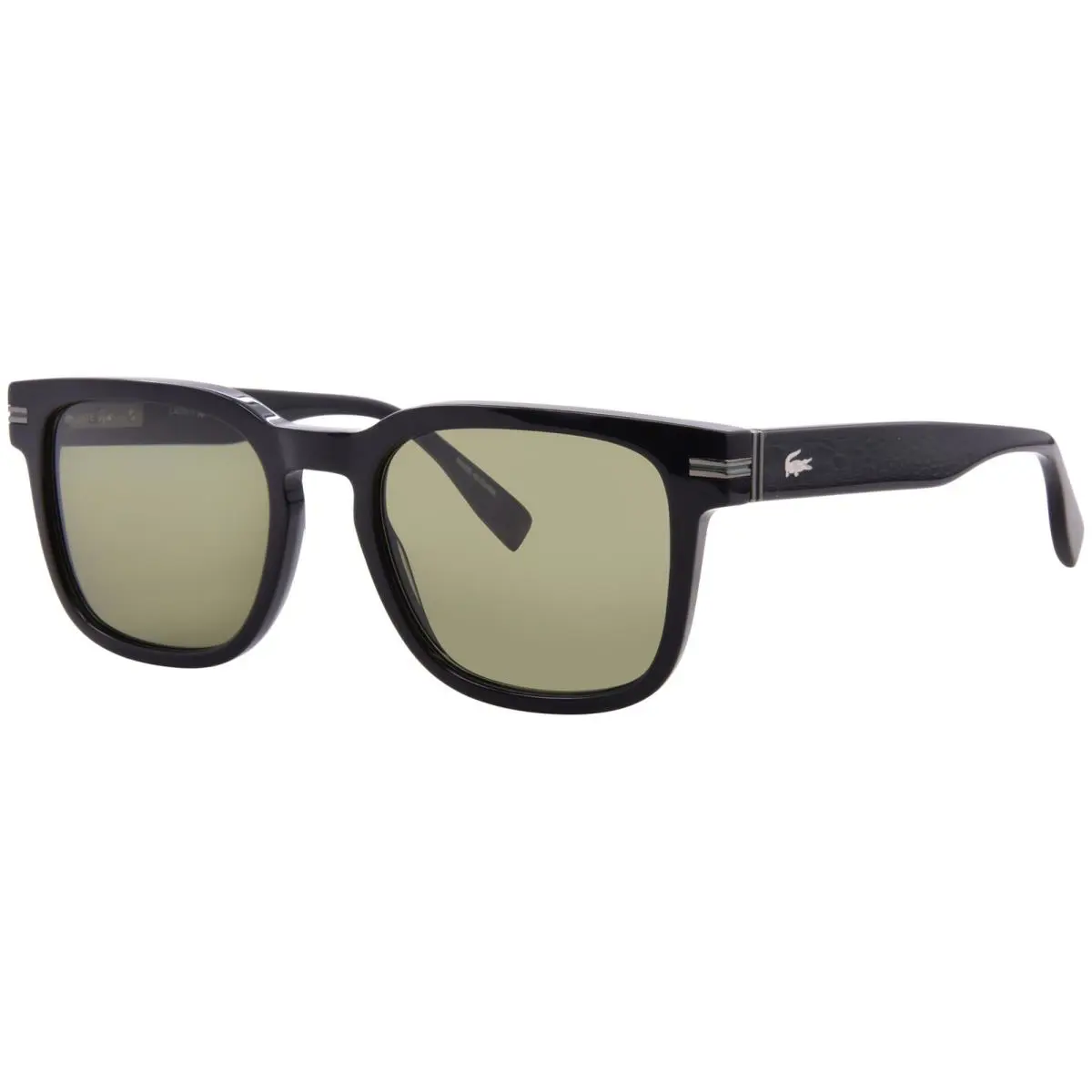 Lacoste L6065S 001 Sunglasses Men`s Black/dark Green Rectangle Shape 54mm