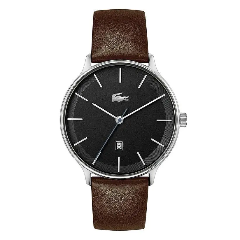 Lacoste 2011222 Men`s Analogue Quartz Watch with Brown Apple Peel Strap Black