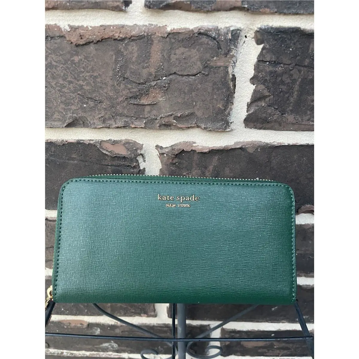 Kate Spade Morgan Saffiano Leather Continental Wallet Arugula Green Zip Arnd