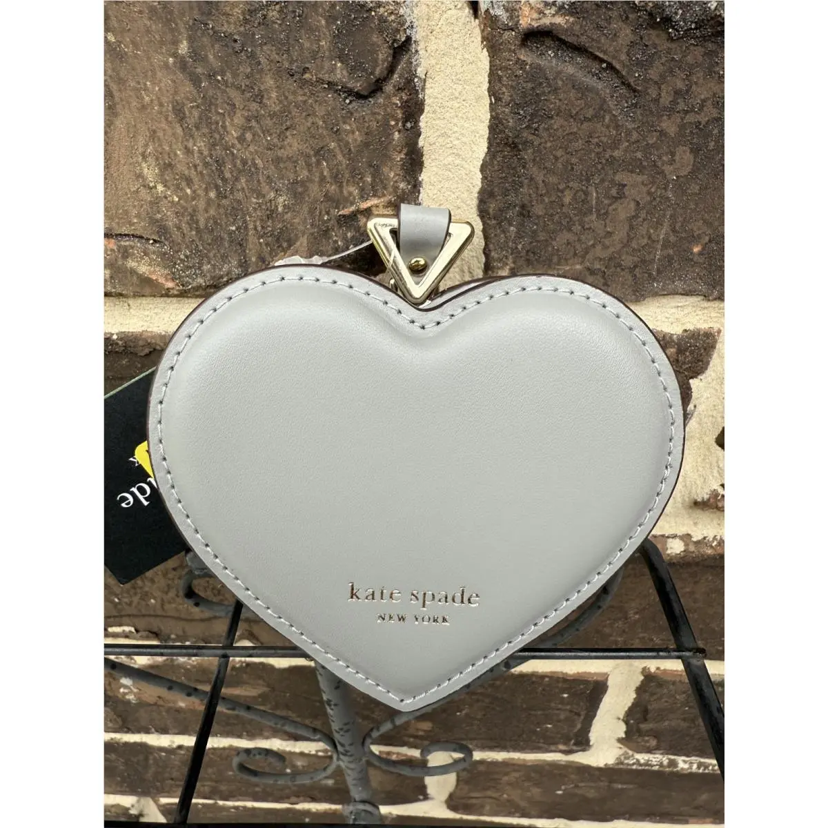 Kate Spade Liv Heart Coin Purse Charm Key Ring Nimbus Grey KK753