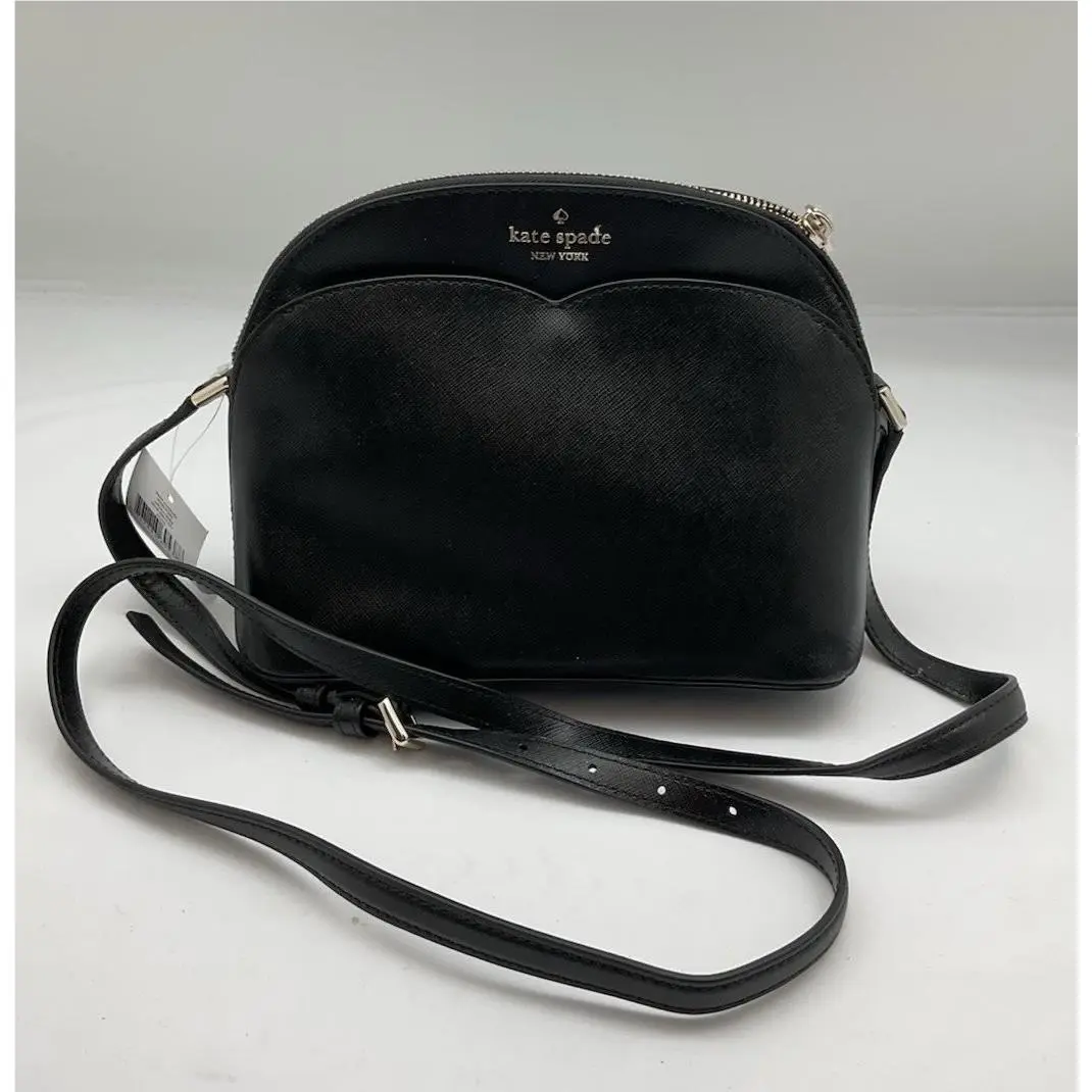 Kate Spade New York Womens Leather Payton Dome Crossbody Bag Black New