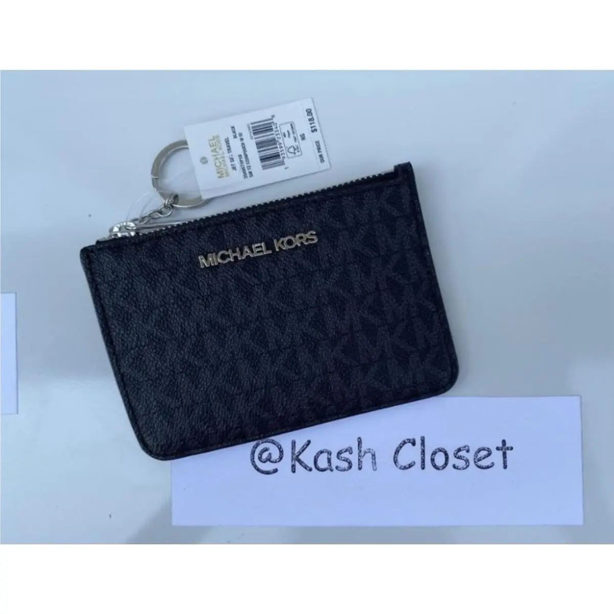 Wallet Jet Set Travel Small Key Chain with ID Window Black by Michael Kors