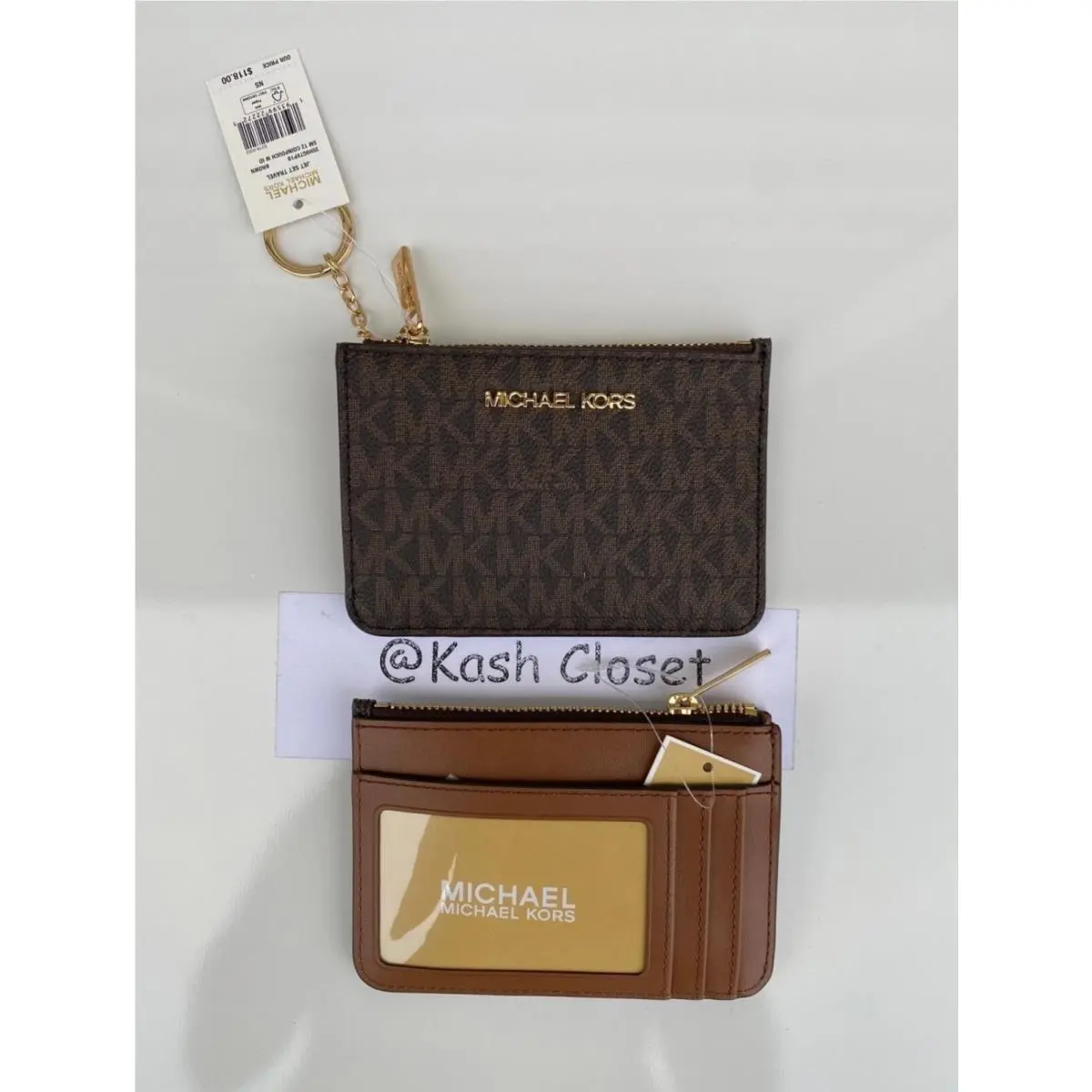 Wallet Jet Set Travel Small Key Chain with ID Window Brown by Michael Kors