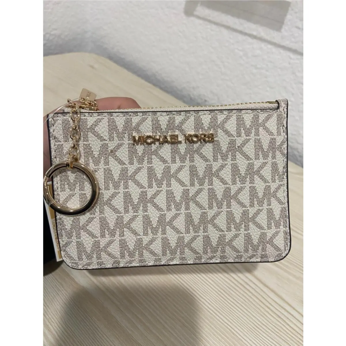 Wallet Jet Set Travel Small Key Chain with ID Window Vanilla by Michael Kors