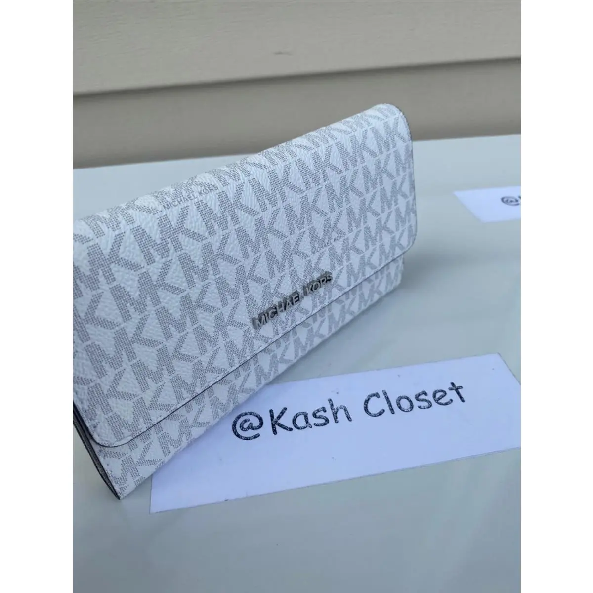 Wallet Trifold Large Card Case Wallet Jet Set Travel Bright White Multi by Michael Kors