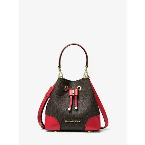 Mercer Gallery Bucket Bag XS SM Med Logo Multi Solid Opt. Retail XS Brown Logo bright red new rare by Michael Kors