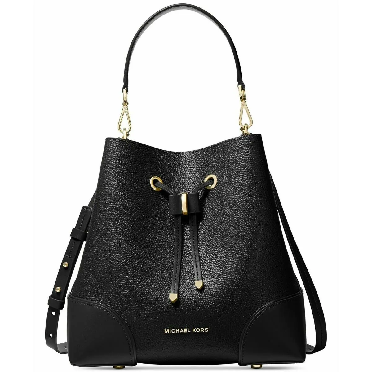 Mercer Gallery Bucket Bag XS SM Med Logo Multi Solid Opt. Retail Medium Black with gold-tone hardware Bucket Bag by Michael Kors