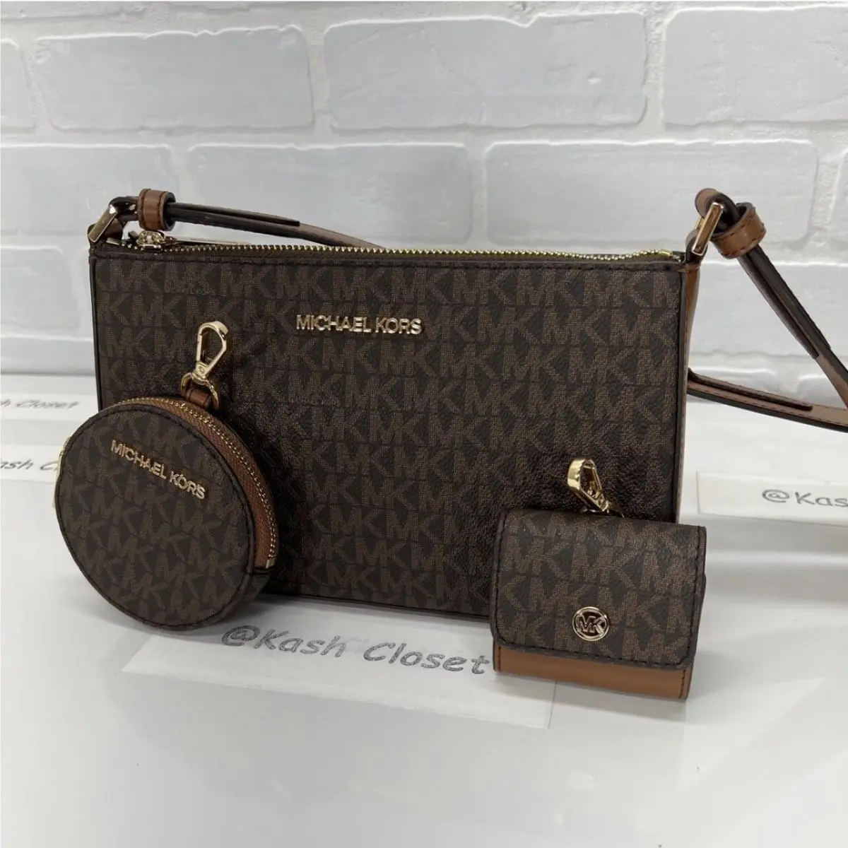 Crossbody Tech Attach with Coin Pouch and Ipod Case Brown by Michael Kors