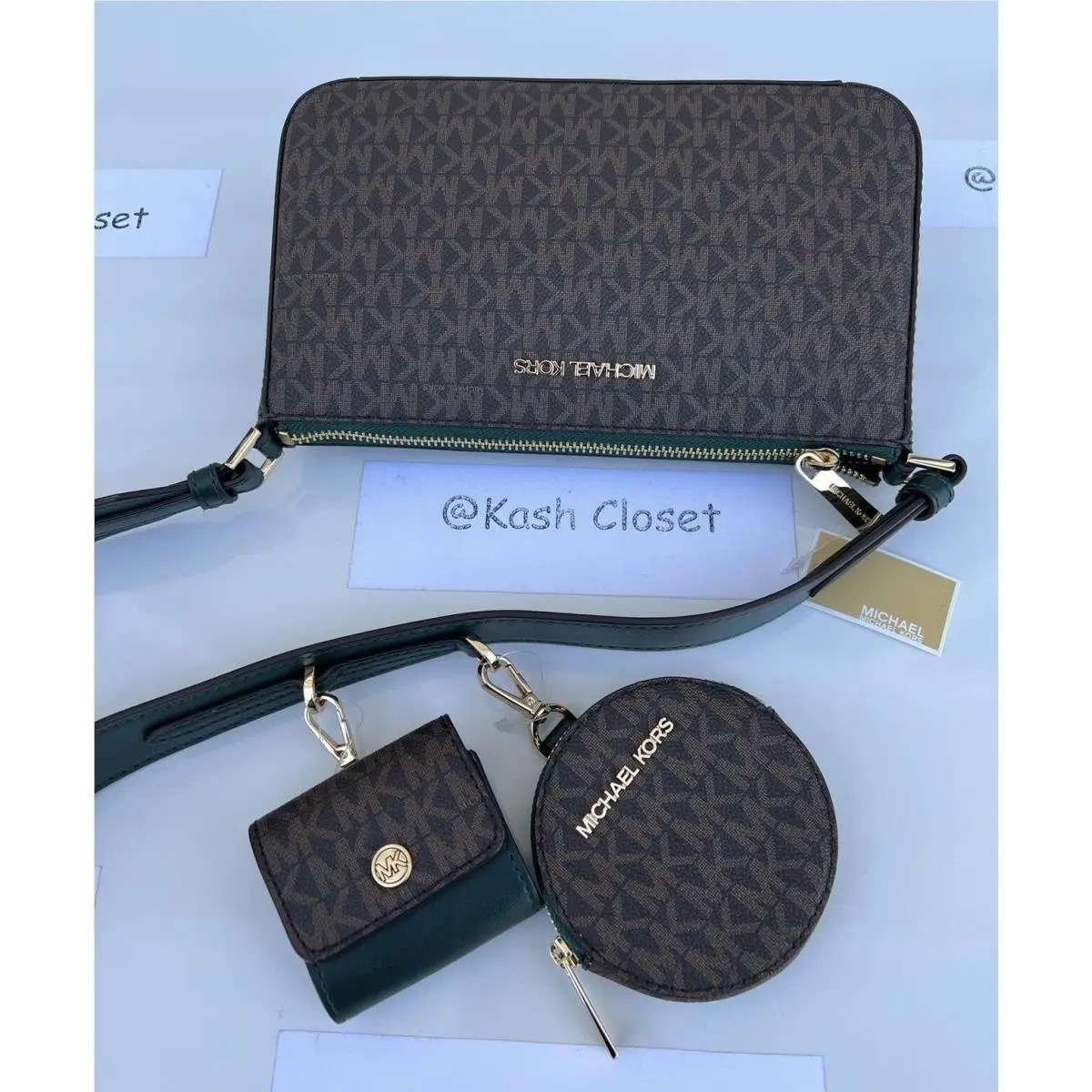 Crossbody Tech Attach with Coin Pouch and Ipod Case Racing Green by Michael Kors
